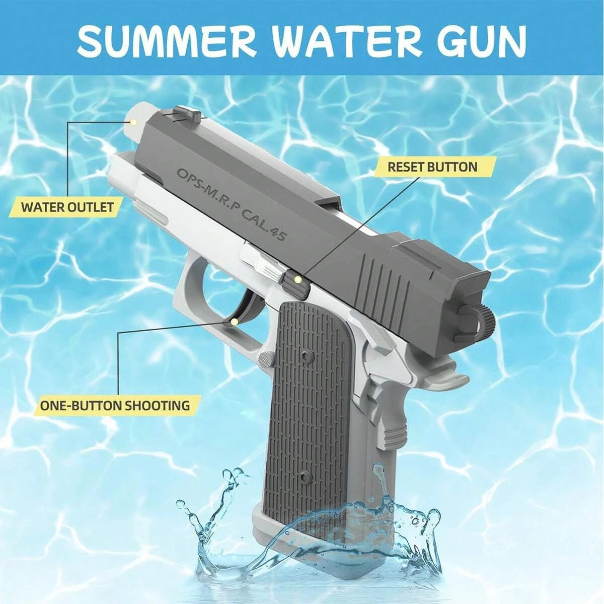 M1911 Water Gun Toy Pistol – Summer Outdoor Squirt Blaster for Kids & Adults